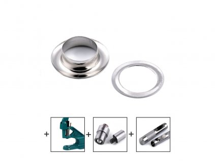 Průchodky s podložkou vnitřní Ø13,5 mm / vnější Ø23 mm lesklé (Balení 50 pár, Varianta nikl)