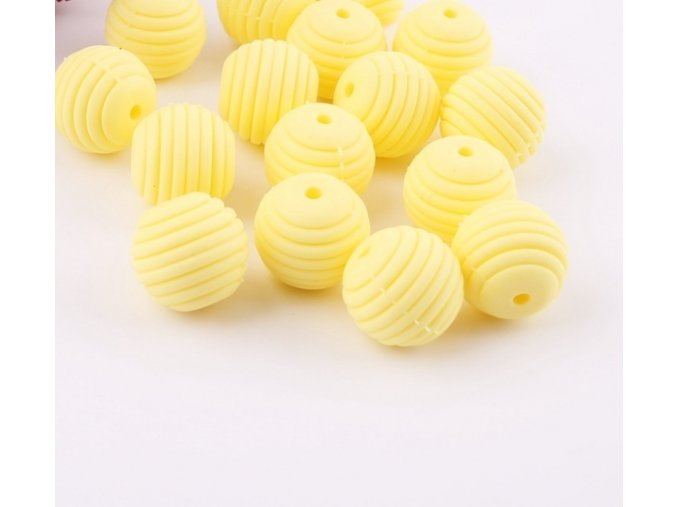 Vroubkované silikonové korálky 15mm (1ks) - light yellow