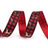 Vánoční saténová stuha káro sob šíře 16 mm (Balení 3 m, Varianta 1 červená)
