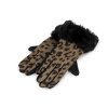 Dámské rukavice s kožešinou zvířecí vzor, dotykové (Balení 1 pár, Varianta 1 béžová světlá černá)