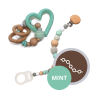 Dárkový set Srdce • Klip na dudlík + kousátko • Mint