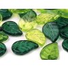 Plastové korálky lístečky mix 9x14 mm (Balení 50 g, Varianta zelená mix)