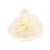 Fascinátor / klobouček květ s peřím a francouzským závojem (Balení 1 ks, Varianta 1 krémová světlá)