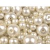 Skleněné voskové perly mix velikostí Ø4-12 mm (Balení 50 g, Varianta 18B stříbrná světlá)