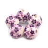 Porcelánové korálky s květy Ø12 mm (Balení 5 ks, Varianta 1 fialová tmavá)