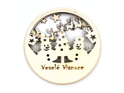 3D výrez drevená guľa - SNEHULIACI