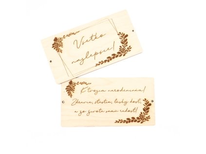 Drevená obálka - NARODENINY - vzor 2