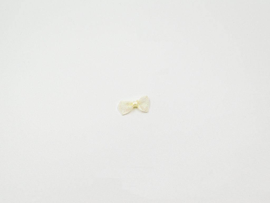 Mašlička lurexová světle žlutá (š2.5 x v1.5cm) 6Kč