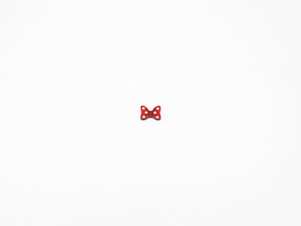 Aplikace mašlička plast červená s puntíky (š 1.5 x v1.2cm) 5kč