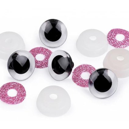 Bezpečnostné oči 20 mm glitrové ružové 1 pár