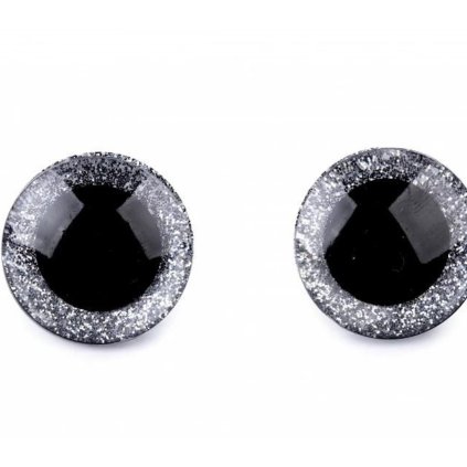 Bezpečnostné oči glitrované 25 mm strieborná 1 pár