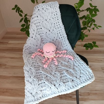 Deka Alize Puffy do kočíka srdiečková sivá