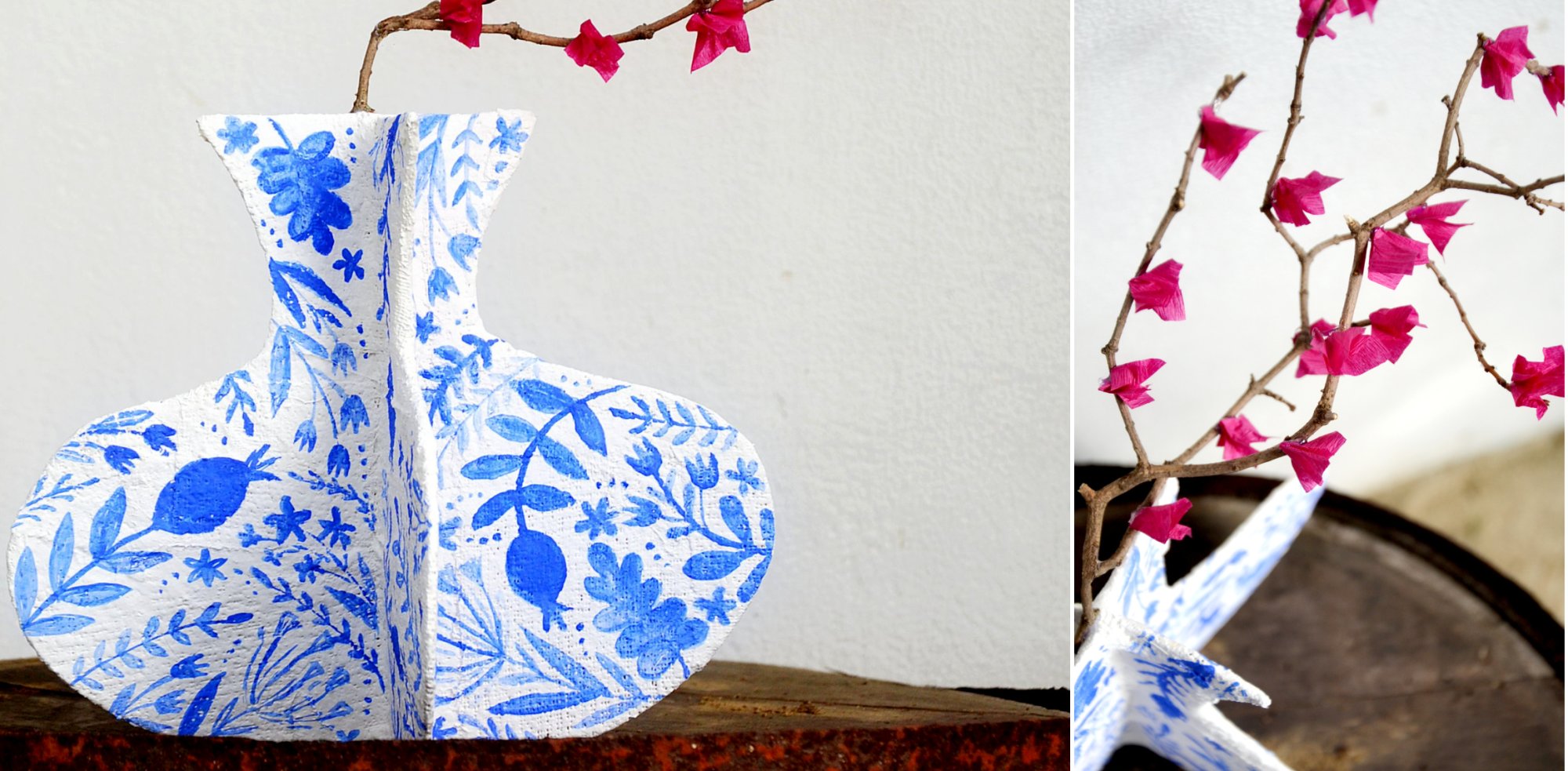 Větvičky v malované váze z Efkotexu