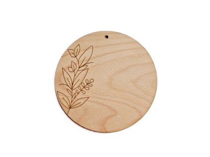 Dřevěný výřez s květinou pod macramé andělku 1.