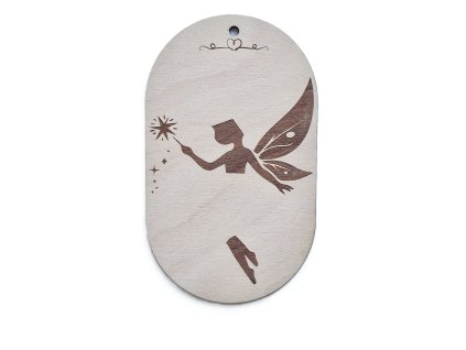Dřevěný výřez pod macramé andělku ovál - víla