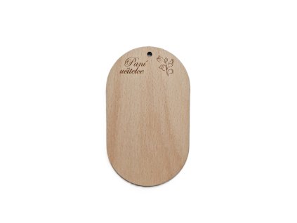 Dřevěný výřez pod macramé andělku ovál - Paní učitelce