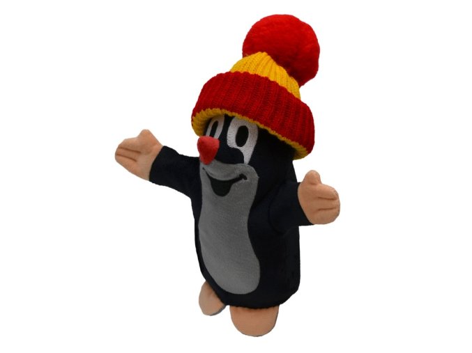 Plush mole red beanie puppet 25 cm - plush toys