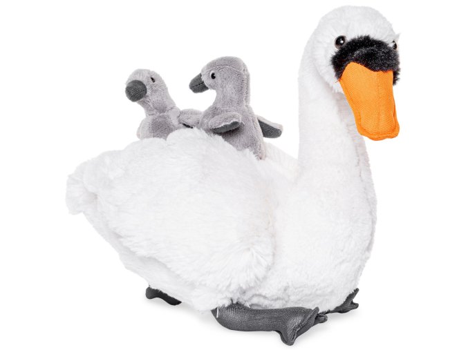 Plush swan with chicks 30 cm - plush toys