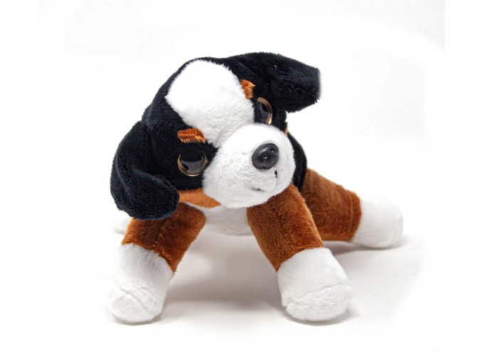 Plyšový Bernský salašnický pes ležící 20 cm - plyšové hračky