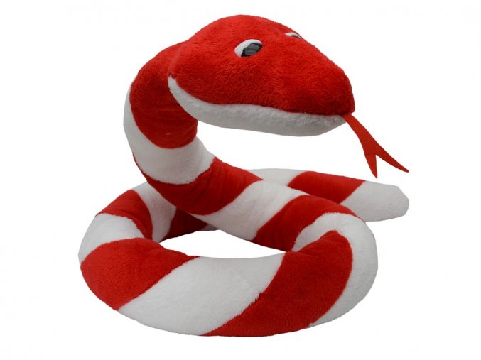 Plyšový had Suk 250 cm červeno-bílý - plyšové hračky
