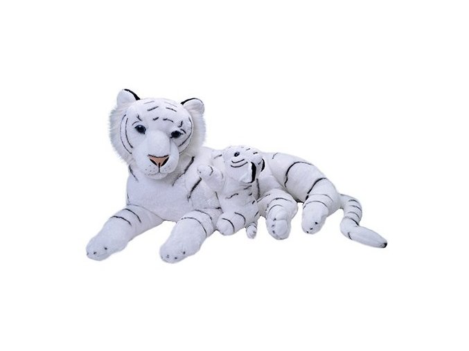 Plyšový tygr bílý s mládětem 60 cm - plyšové hračky