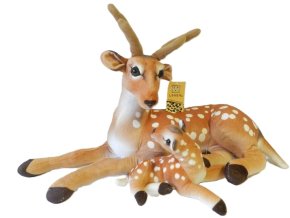Plush doe with baby 34 cm - plush toys