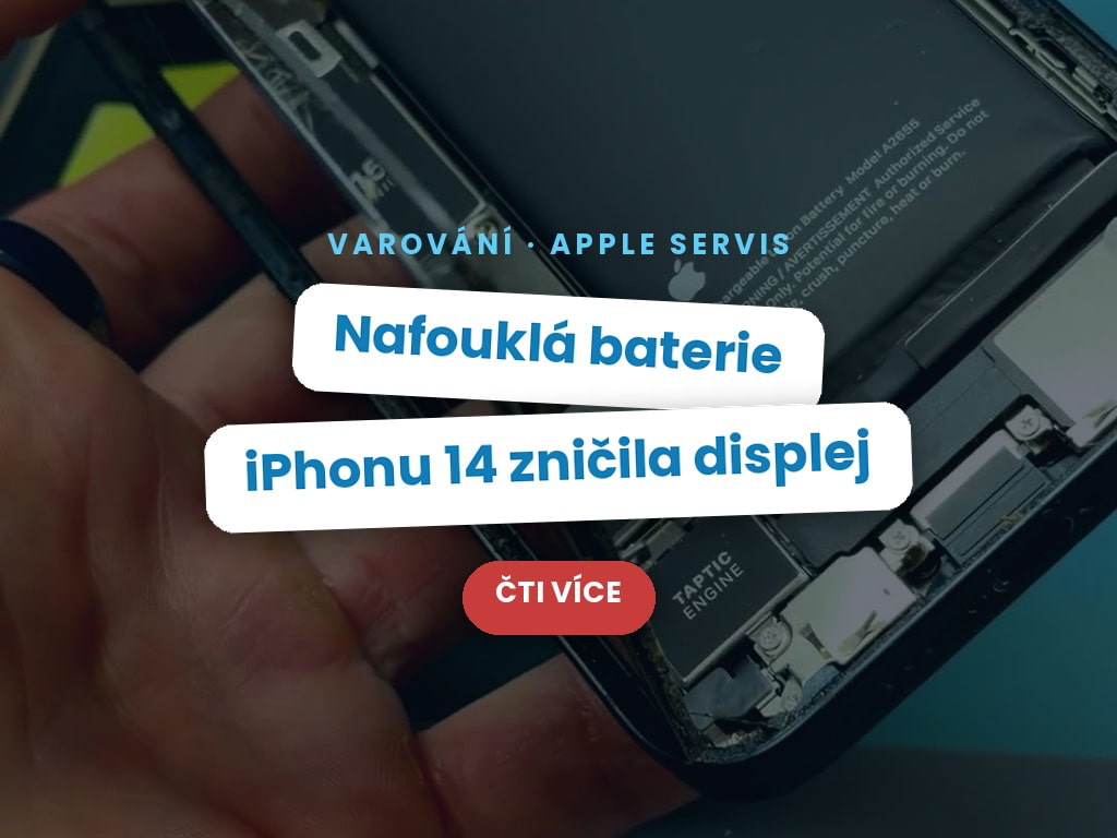 Nafouklá baterie zničila displej iPhonu 14 – co dělat