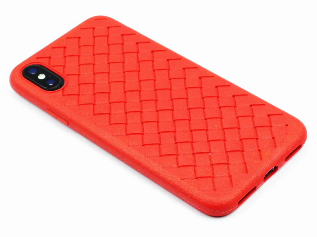 Gumový obal s vroubky na iPhone XS Max - Červený