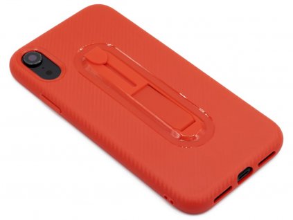 Gumový obal s držákem na prst pro iPhone XR Červený 1