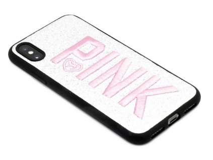 Gumový obal PINK na iPhone X,XS Stříbrný 1