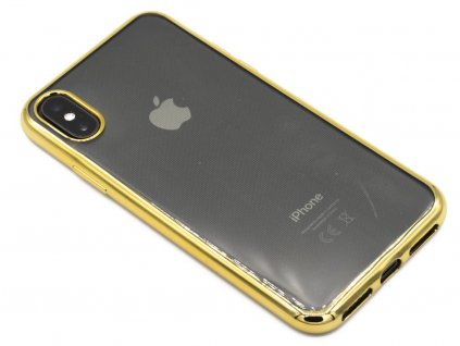 Gumový obal s lesklými hranami na iPhone X,XS Zlatý 1