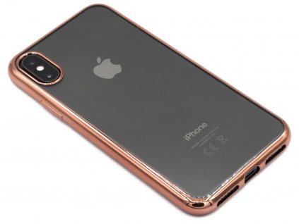 Gumový obal s lesklými hranami na iPhone X,XS Růžový 1