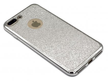 Třpytkový, gumový obal na iPhone 7,8 PLUS Stříbrný 1