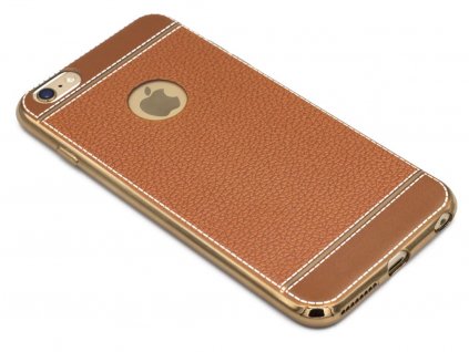 Gumový obal na iPhone 6,6s PLUS s motivem TPU kůže Hnědý 1