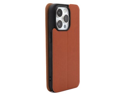 Zavírací ECO TPU kožené pouzdro na iPhone 14 Pro Max Hnědý