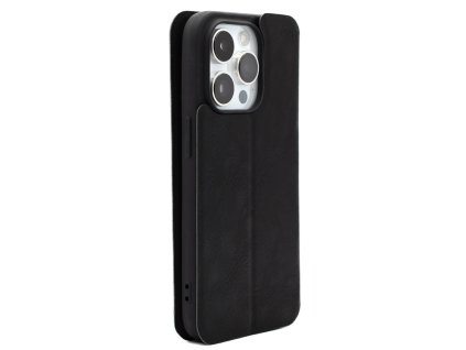 Zavírací ECO TPU kožené pouzdro na iPhone 14 Pro Černý