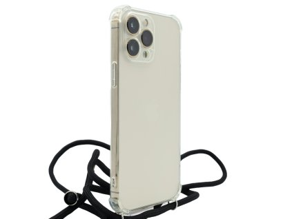 TPU gumový obal na iPhone 13 Pro Max se šňůrkou Průhledný