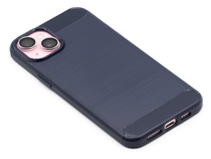 TPU Carbon gumový obal iPhone 15 Plus Modrý 1