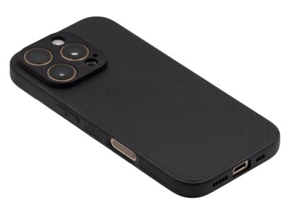 Gumový ochranný kryt s motivem carbon iPhone 16 Pro Černý 1