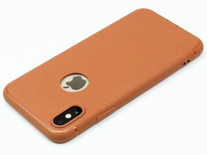 Gumový kryt na iPhone X ve stylu kůže Hnědý