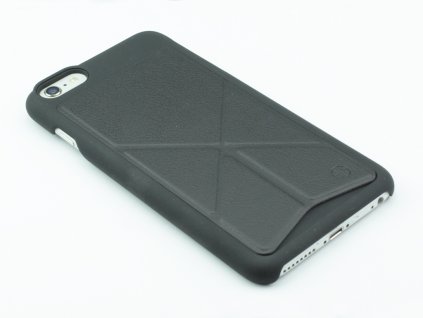 Plastovokožený kryt na iPhone 6 Plus, 6s Plus se stojánkem Černý