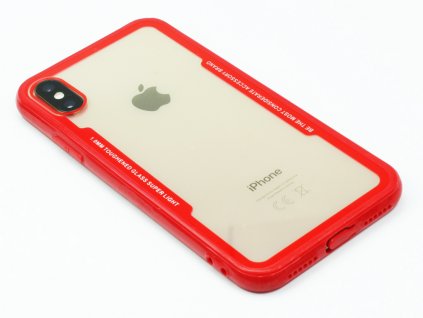 Průhledný obal s gumovým rámečkem pro iPhone X,XS Červený