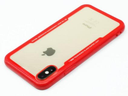 Průhledný obal s gumovým rámečkem pro iPhone XS Max - Červený
