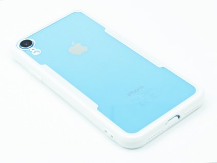 Průhledný obal s gumovým rámečkem pro iPhone XR Bílý