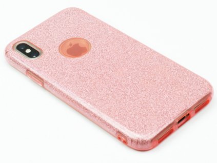 Gumový obal pro iPhone X se třpytkami Růžový
