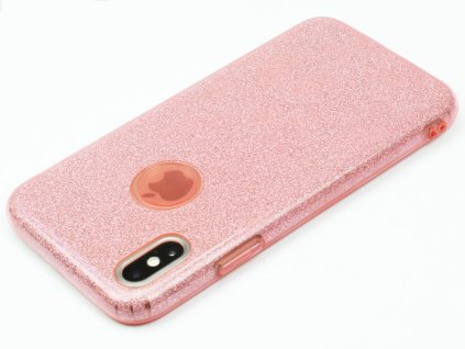 Gumový obal pro iPhone X se třpytkami Růžový