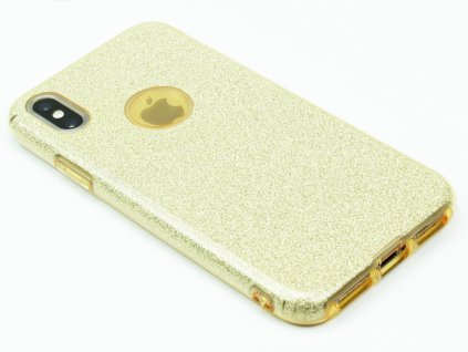 Gumový obal pro iPhone X se třpytkami Zlatý