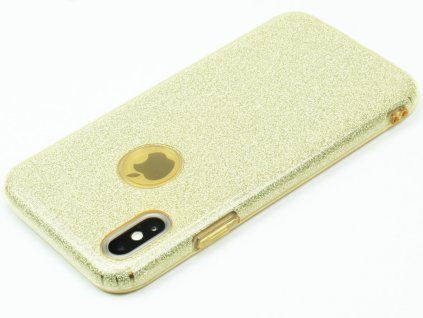 Gumový obal pro iPhone X se třpytkami Zlatý