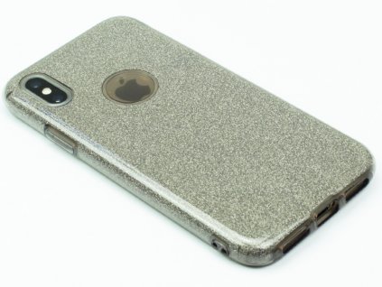 Gumový obal pro iPhone X se třpytkami Šedý