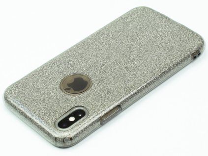 Gumový obal pro iPhone X se třpytkami Černý